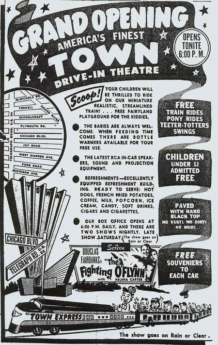Z^TOWN_GRAND_OPENING_AD_5-4-49_from_MichiganDriveIns